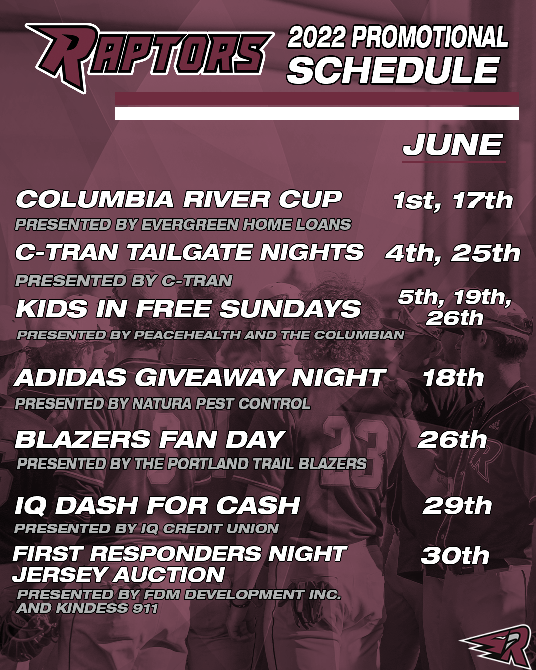 Promo Schedule Ridgefield Raptors