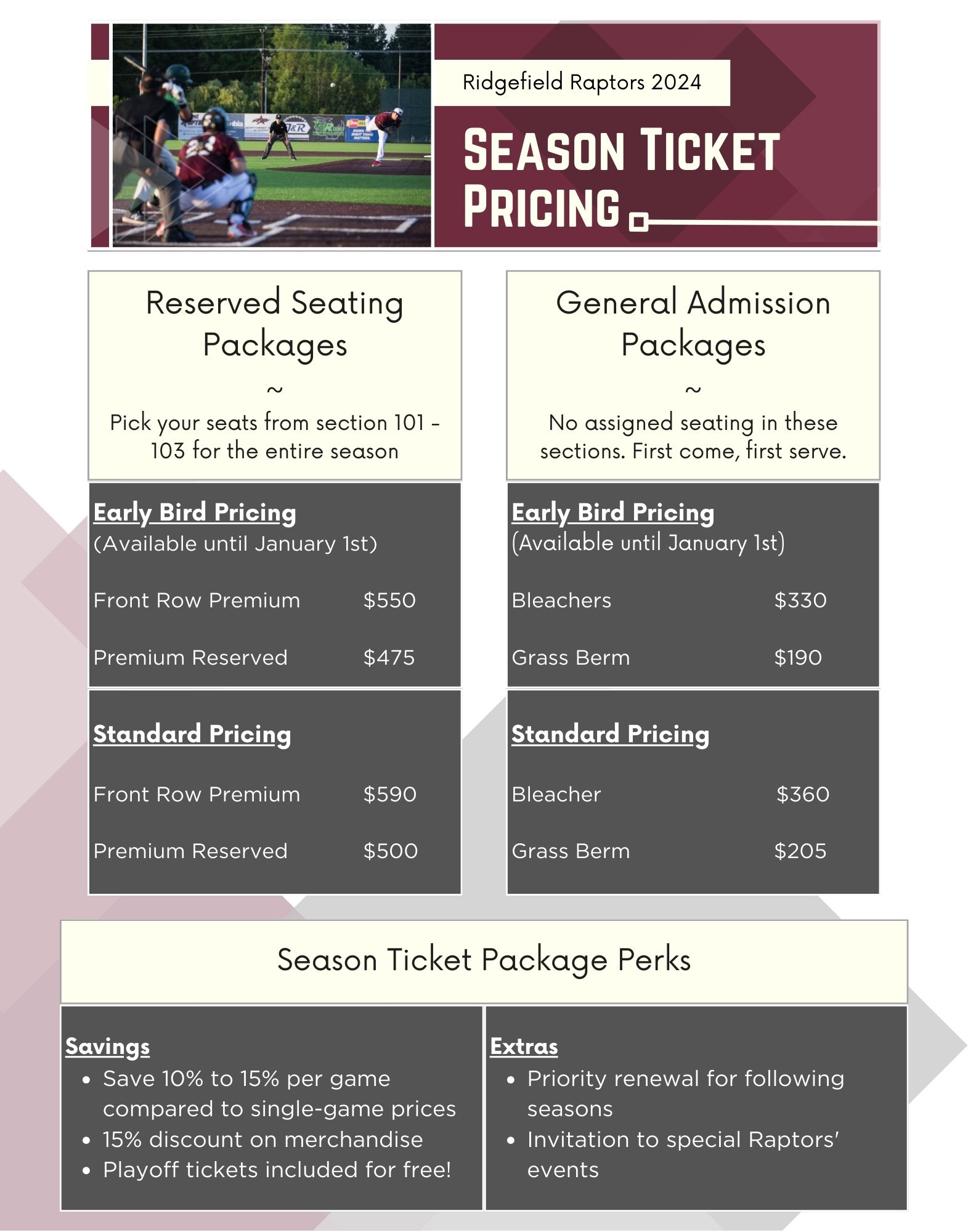 Terms for sale Season and Single Tickets